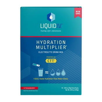 Liquid I.V. Hydration Multiplier Electrolyte Powder Packet Drink Mix, Strawberry, 15 Ct