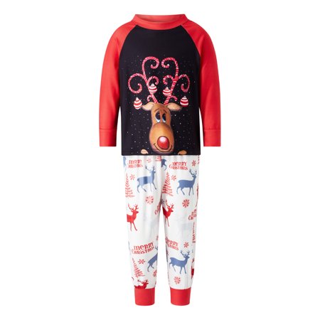 

Luckinbaby Christmas Family Matching Pajamas Set Elk Print T-shirt with Pants