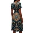 thumbnail image 5 of Midi Dresses for Women Short Sleeve Wrap V-Neck High Waist Sundress A-Line Beach Vacation Dresses 2026, 5 of 5