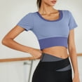 thumbnail image 2 of DAFEI Workout Tank Tops for Women Side Ruched Short Sleeve High Neck Crop Top Summer Athletic Gym Shirts, 2 of 5