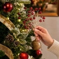 thumbnail image 4 of Christmas Red Artificial Berry Pick, Faux Red Berry Stem with Golden Wire, Berry Sprig for Christmas Wreath, Garland, Vase Floral Arrangement & Holiday DIY Craft Decoration, 4 of 4