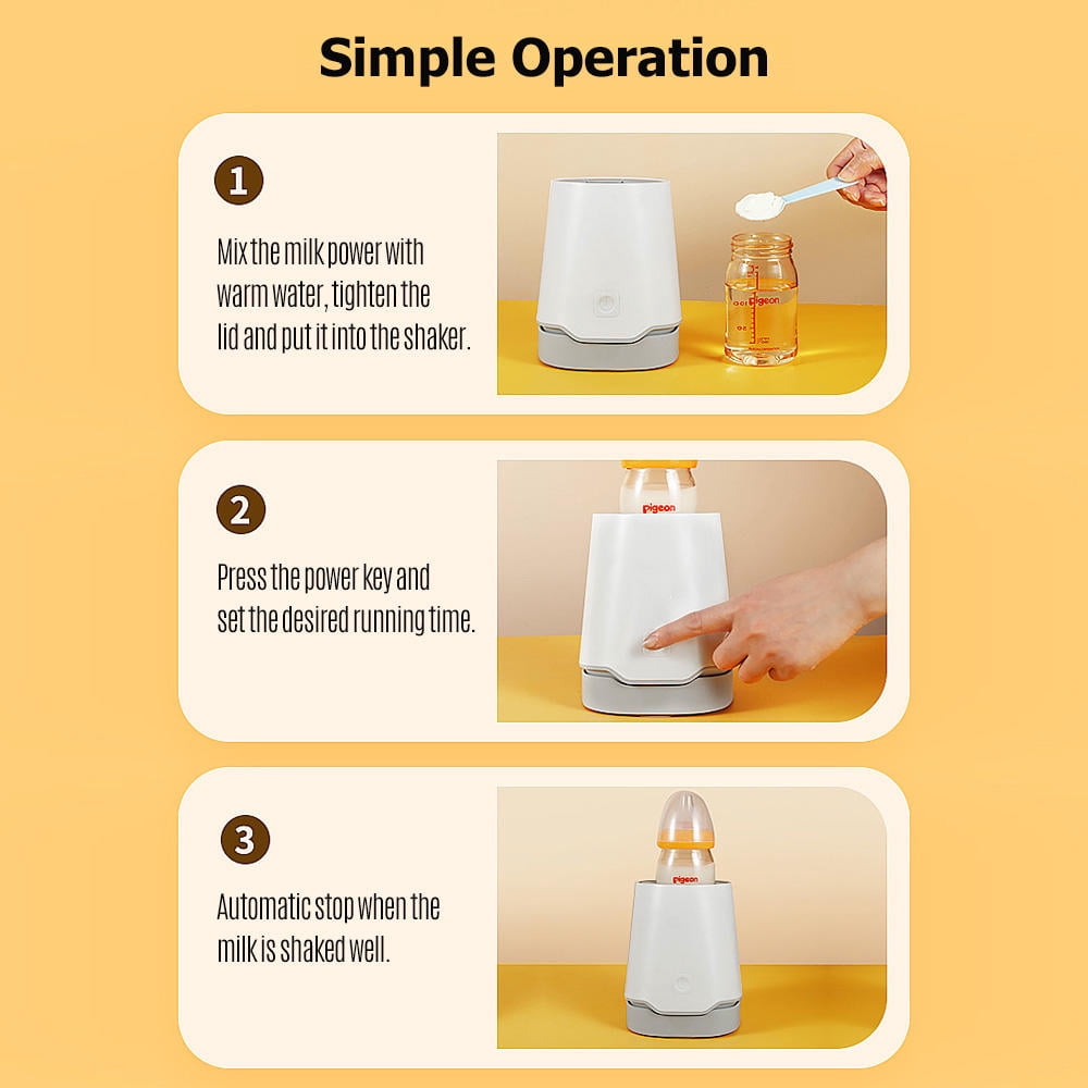 Yajisi Automatic Baby Milk Bottle Shaker & Formula Mixer Machine, Portable Electric Blender with Built-in Rechargeable Battery, 3 Timing Levels, Fits 2.1 to 3.0 Inch Bottles, White