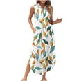 thumbnail image 2 of Simua Maxi Dresses for Women Summer Printed Casual Loose Beach Sundresses V Neck Sleeveless Split Dresses with Pockets, 2 of 9