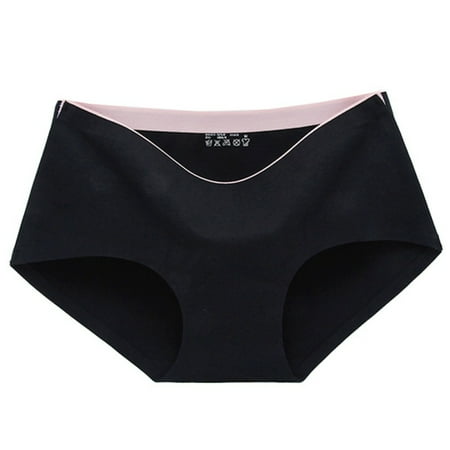 

Promotion! New Female Panties Seamless Ice Silk Safety Pants Casual Women s Solid Color Summer Panties Mid Waist Underwear Black M