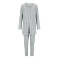 thumbnail image 5 of clear 50% off Womens 3 Piece Sets Holiday Usmixi Womens Homewear Sets Long Sleeve Cardigan and Tank Top and Drawstring Pant Lounge Sets Casual Solid Sleepwear Sets Pajamas Sets Up to 65% off, 5 of 6