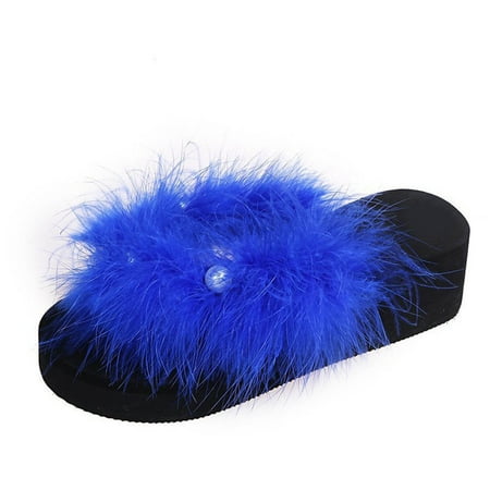 

Sentuca Muffin Thick Soled Plush Slippers Women Flat Bottomed Beach Flip Flop Women