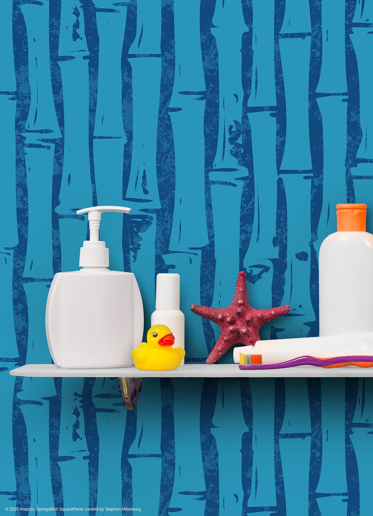 SpongeBob SquarePants Bamboo Blue Peel and Stick Wallpaper
