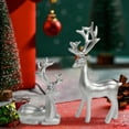 thumbnail image 4 of 2 Piece Resin Reindeer Sculpture Set, Deer Couple Statue for Home Office Desk Decor, Modern Reindeer Ornament for Shelf Mantle, Wedding Christmas Gift Decorations, 4 of 9
