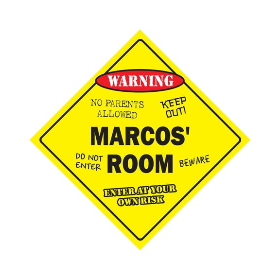 Marcos' Room Sign Crossing Zone Xing | Indoor/Outdoor | 14" Tall kids bedroom decor door children's name boy girl