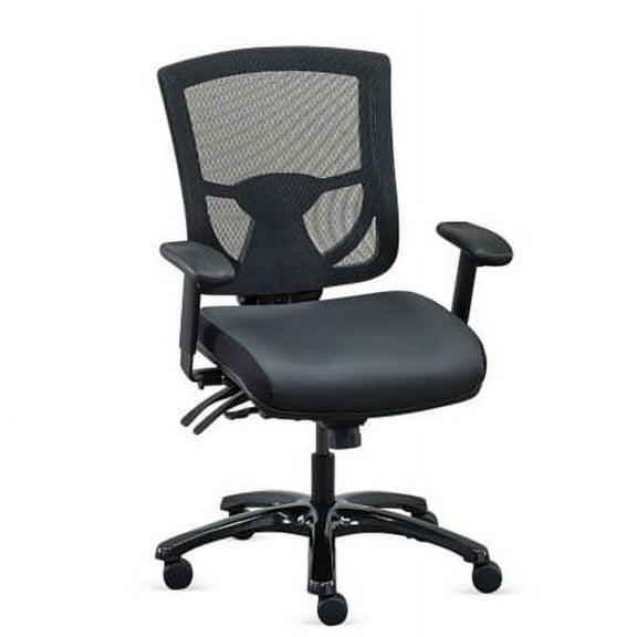 Overtime Big and Tall 24/7 Mesh Back Office Chair with Black Polyurethane Seat, Heavy Duty Ergonomic Design, Black Mesh Back for Desk Comfort
