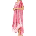 thumbnail image 3 of Sakkas Bree Long Embroidered Cap Sleeve Marbled Dress - Hibiscus Pink - One Size Regular, 3 of 5