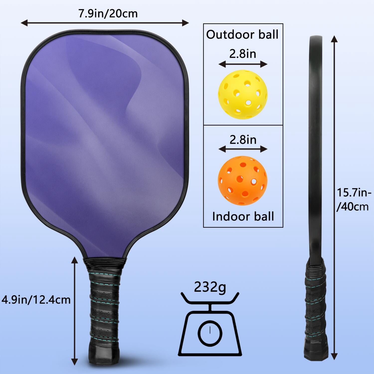 Pickleball Paddles Set Of 2, Fiberglass Surface, Fluid Smoke Aurora Art Style, 4 Balls & Bag