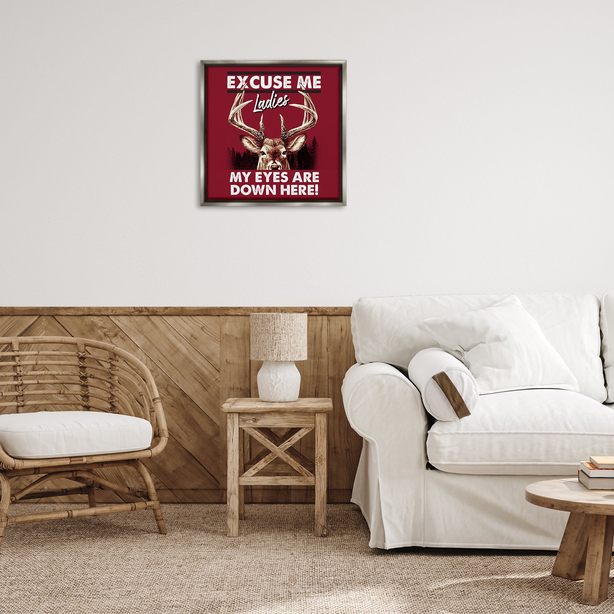 Stupell Industries Eyes Are Down Here Animals Painting Gray Floater Framed Canvas Art Print Wall Art, 25 x 25