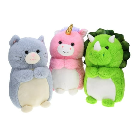 Treasure Cove 13.in Chubby Animal Plush Assortment Round Stuffed Animal Toys Gifts