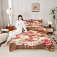 thumbnail image 4 of Manfei Vintage Teatime Party Full Size Comforter Sets 3-Piece for Girls Boys,Rustic Cottage Cabin Bedding Comforter Set,Floral Rose Fruit Lightweight Bedding Sets,Luxury Bedroom Decor,Reversible, 4 of 8