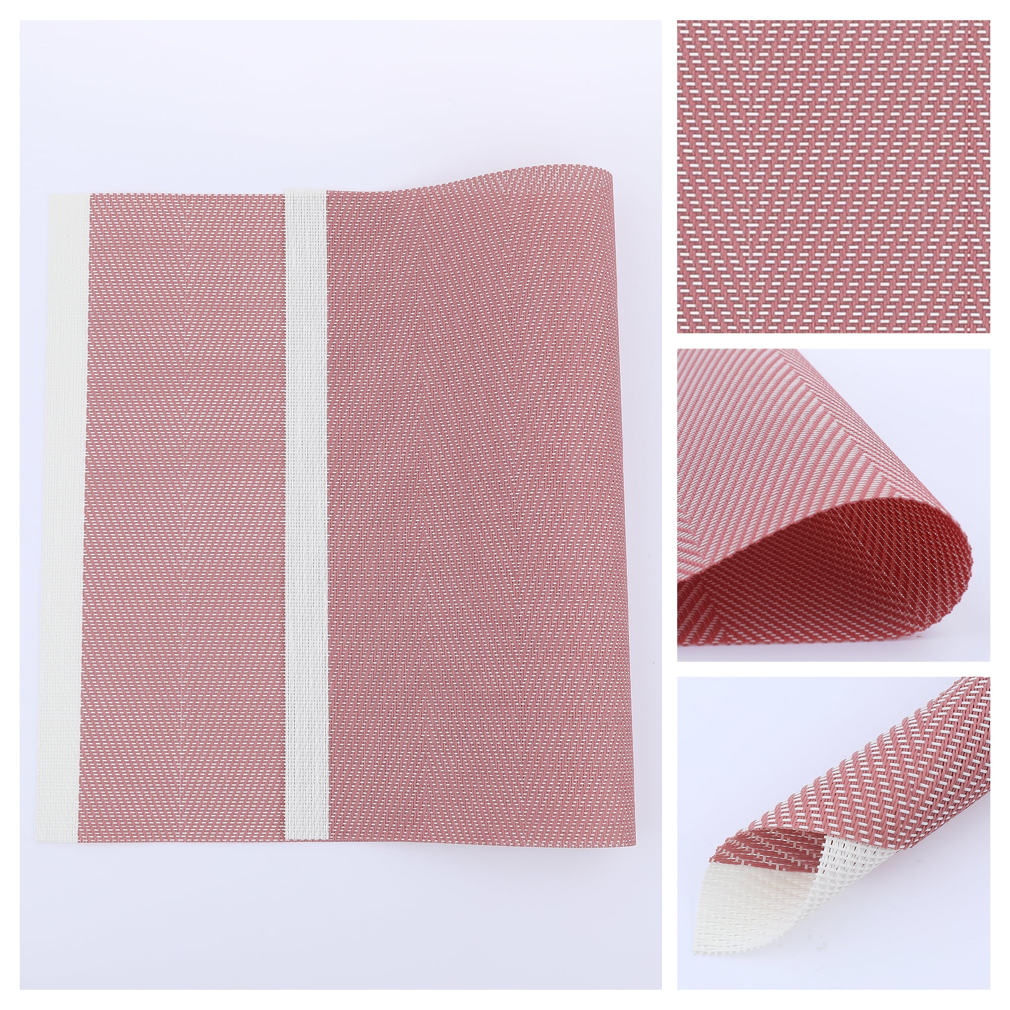 Unique Bargains Set of 6 Placemats for Kitchen Dining Table Decor Washable Pink