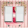 thumbnail image 1 of Metal Light Switch Plate Cover Elegant Raspberry Macaroon Cake Striped Wallpaper CAK049, 1 of 13