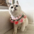 thumbnail image 2 of Knitted Flower Pet Bib for Dogs and Cats, Cute Bellflower Drool Towel Neck Accessory for Photo Props, Small, Pink, 2 of 3