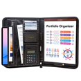 thumbnail image 2 of IVESIGN Portfolio Organizer Folder Faux Leather Business Padfolio with Calculator and Writing Pad, Professional Interview Padfolio with Zippered Closure, Interior 10.1 Inch Tablet Sleeve Black, 2 of 10