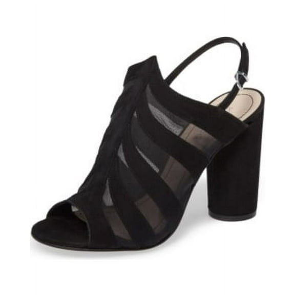 Klub Nico Talita Cage Sandal Black Block Heel Peep Toe Mesh Inset Luxe Booties (Black, 8)