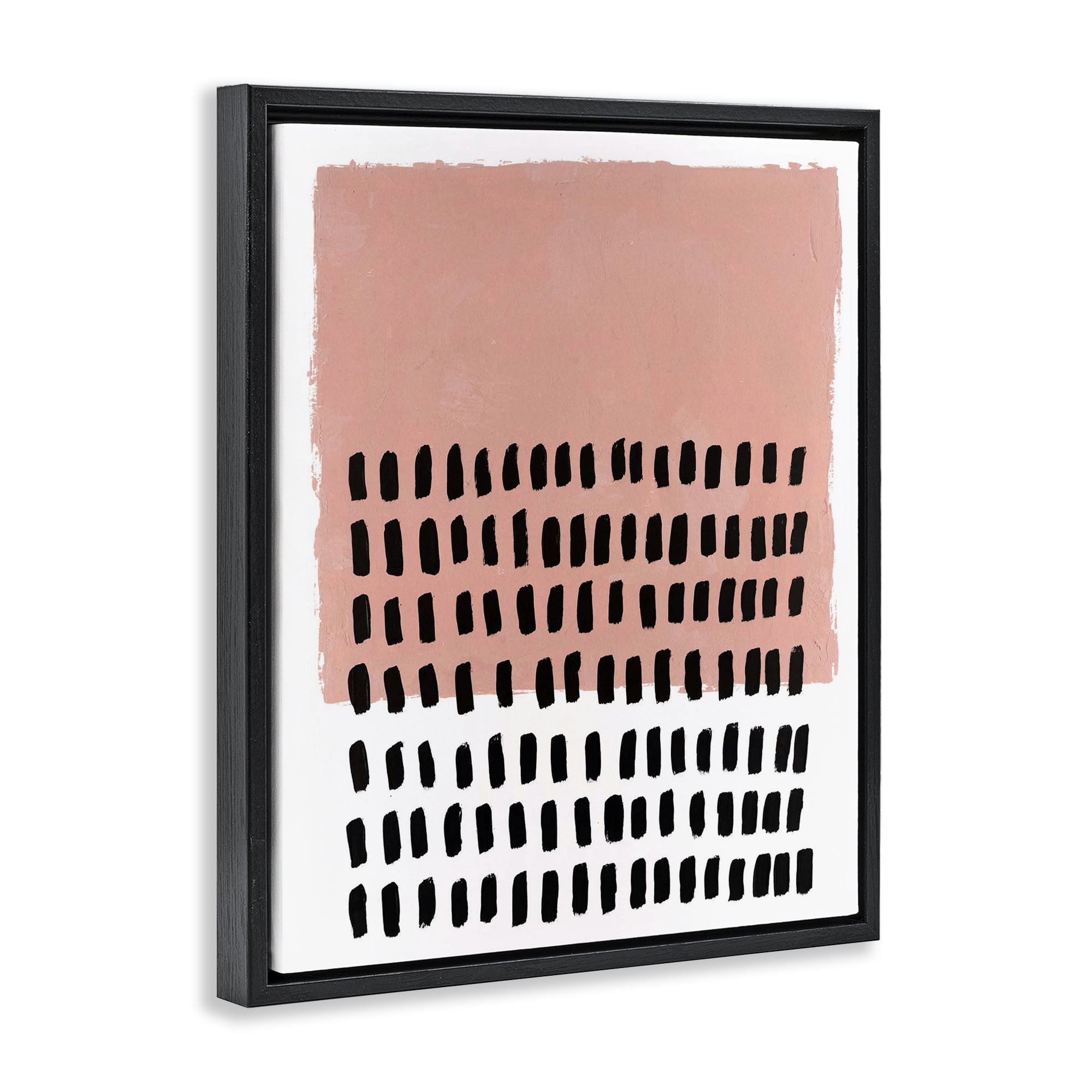 Stupell Industries Pink Dotted Pattern Abstract Painting Black Floater Framed Canvas Art Print Wall Art, 17 x 21