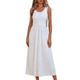 thumbnail image 2 of Summer Dresses for Women Sleeveless Scoop Neck A Line Flowy Maxi Dress Casual Tank Dress Beach Vacation Dresses, 2 of 4