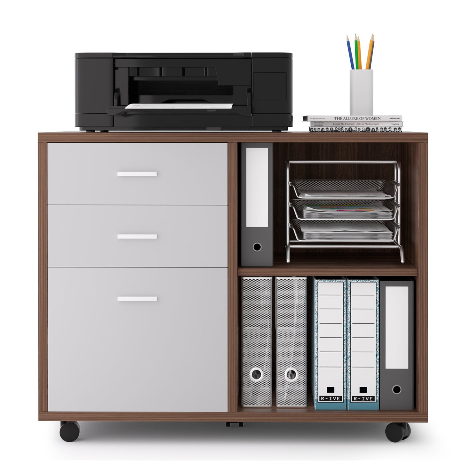 32" Wide Storage with 3 Drawers, Mobile Lateral Filing