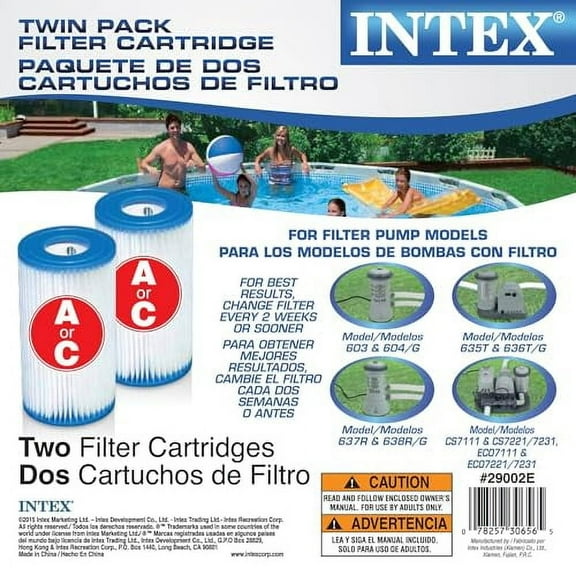 Easy Set Swimming Pool Type A or C Filter Replacement Cartridges (2 Pack)