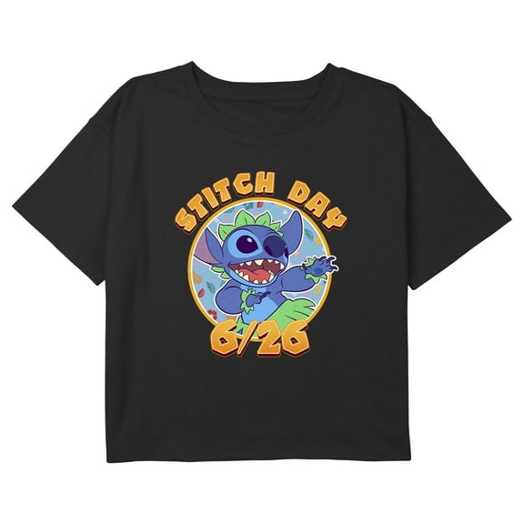 Girl's Lilo & Stitch Experiment 626 Day Graphic Cropped T-Shirt Black X Small