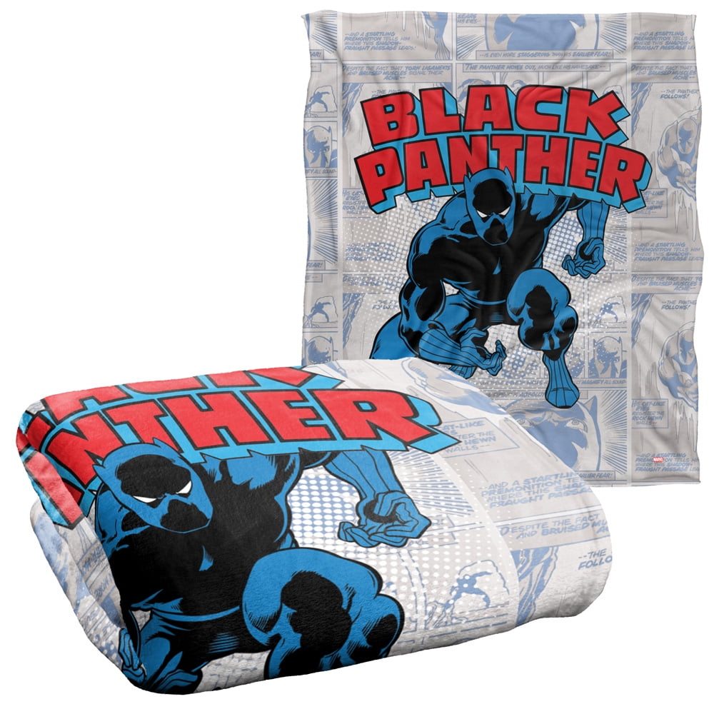 Marvel Black Panther Blanket, 50"x60", Retro Black Panther, Silky Touch