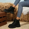 thumbnail image 3 of Mepaouo Combat Ankle Boots for Women Lace up Platform Casual Walking Work Booties(Black,6), 3 of 7
