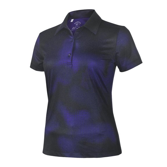 Monterey Club Women's Short Sleeve Two Tone Dot Printed Golf Polo Shirt #2604