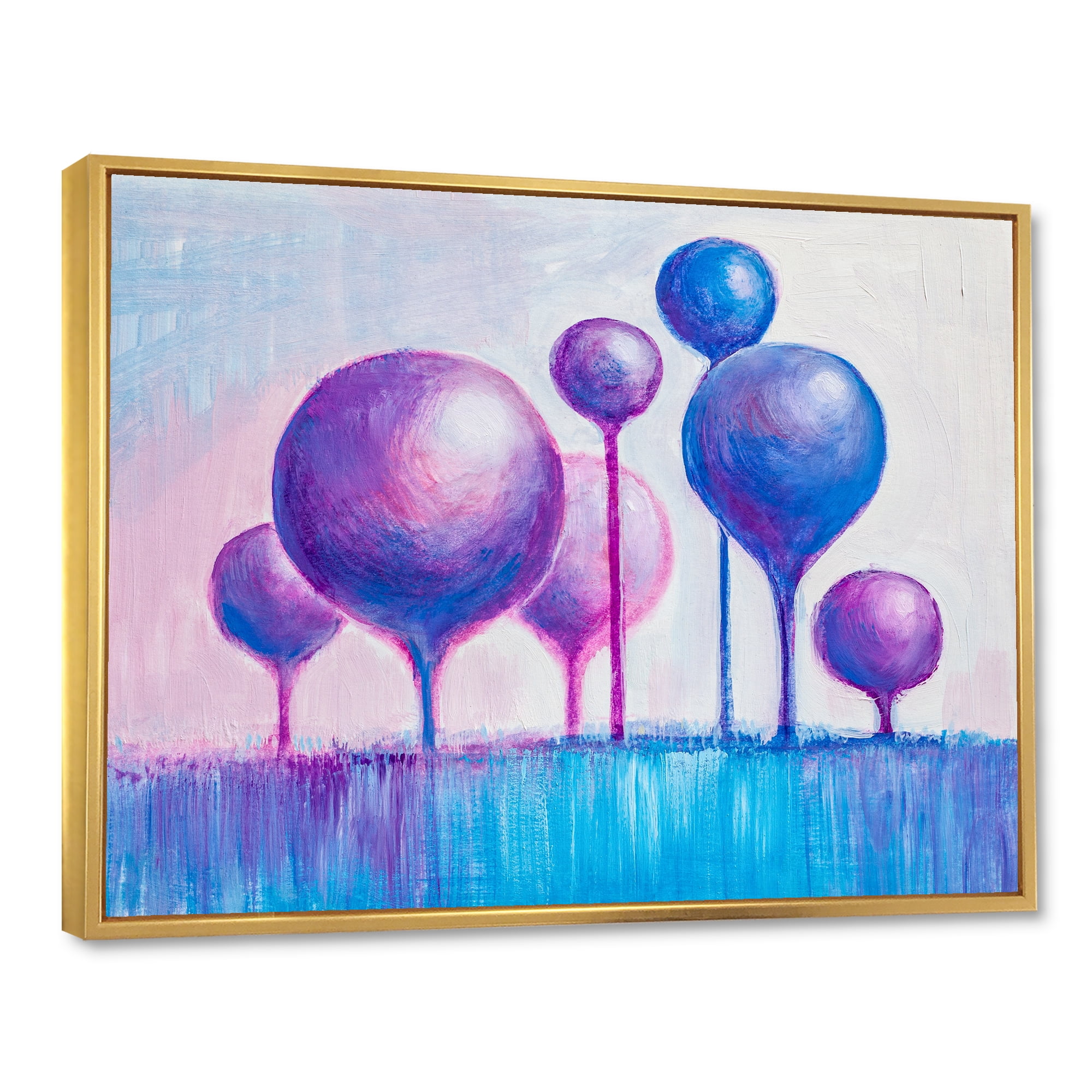 Designart 'Ornamental Colourful Trees I' Modern Framed Canvas Wall Art Print
