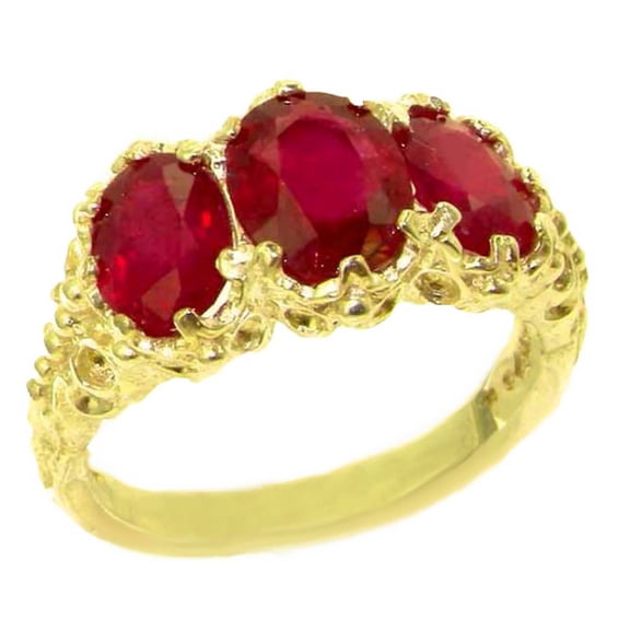 LBG 14k Yellow Gold Real Genuine Ruby Womens Band Ring - Size 10