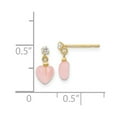 thumbnail image 3 of 14K Yellow Gold Earring Drop & Dangle Women'S Cubic Zirconia CZ Cat'S Eye Pink 1 mm 5, 3 of 3