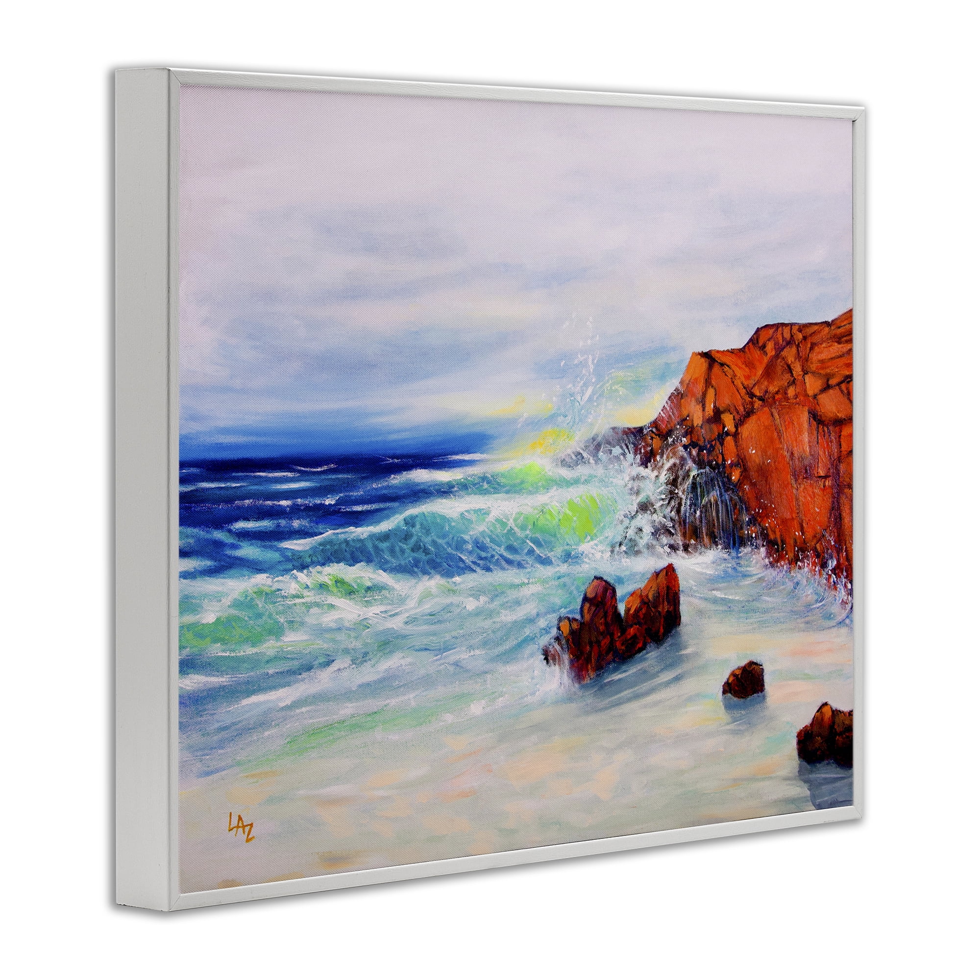 Stupell Industries Deep Blue Rocky Beach White Framed Giclee Art, design by Lee Ann Zirbes
