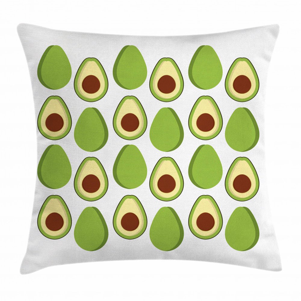 Avocado Throw Pillow Cushion Cover, Fruit Summer Healthy and Organic