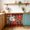 Red,Black, variant on Christmas Snowman Cabinet Curtain 35"Wx35"L, Dustproof Under Sink Skirt with Self Adhesive Tape, Xmas Berry Snowflake Birds Cabinet Curtain Cover for Kitchen Sink, Bathroom Vanity, Laundry Room