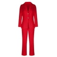 thumbnail image 5 of Dazajoo Flash Deals Women's 2 Piece Blazer Set Casual Loose Long Sleeve Blazer Jackets and Dressy Straight Leg Pant Suits with Pockets,Red,M, 5 of 7