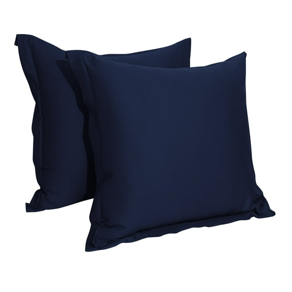 Flxxie 2 Pack 500 Thread Count Cotton Sateen Euro Pillow Shams with 2" Flange, Super Soft Throw Pillow Covers, Square Pillow Cases, 26"x26", Navy Blue