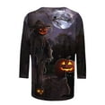 thumbnail image 4 of Patlollav Pntutb Womens Halloween Day Round Neck 3/4 Sleeve T-Shirts Loose Tops, 4 of 5