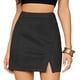 thumbnail image 1 of Minifalda para mujer, cintura alta, ante sintético, estampado lateral, ceñido al cuerpo, corte A, corto, negro, XL, 1 of 6