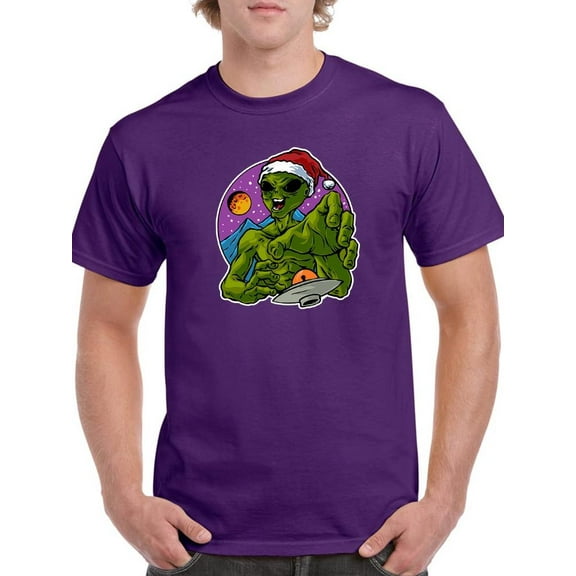 Alien Santa Ufo Men T-Shirt  T-Shirt Men -Image by Shutterstock, Male 5X-Large