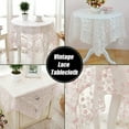 thumbnail image 3 of Classic Lace Floral Embroidery Elegant and Graceful Tablecloth Top Decoration Round Approx 23.6 inch (60 x 60 cm) Decorate Dining Table Tea Table Shoe Cabinet TV Stand, 3 of 7