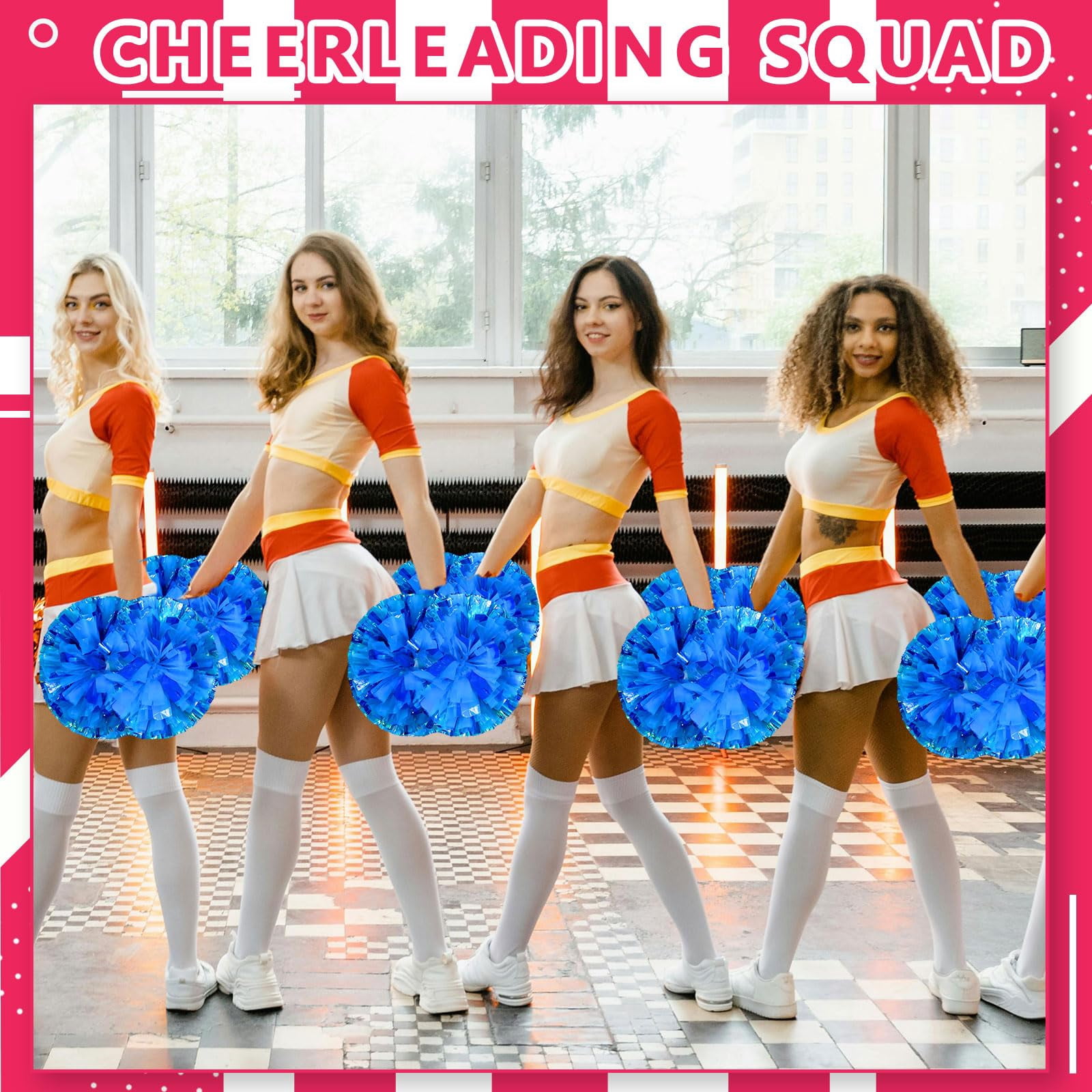 12 Pcs Cheerleading poms,pom poms Cheerleading with Handle Style Cheer Pom Pomsfor Dance, Matches, Team Spirit Sports