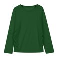thumbnail image 4 of Ndbuld Girls Long Sleeve Shirts Soft Crewneck Long-Sleeve T-Shirts Basic Tagless Layering Tees Clearance Under 10 Green cm/0in 9Y, 4 of 8