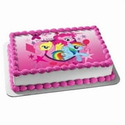 Pink My Little Pony Rainbow Dash Fluttershy Pinkie Happy Birthday Edible Image Cake Topper For Half Sheet Cake By TNCT