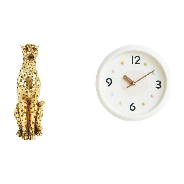 Figura de guepardo,Figura de guepardo dorado,adorno de escritorio moderno,Reloj de pared,Reloj de pared decorativo,moderno y elegante.,Reloj de pared redondo silencioso y sin tictac,regalo
