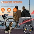 thumbnail image 2 of Pefilos 53" Dog Bike Trailer for Small and Medium, Pet Trailer with Suspension, Visibility Flag, 20" Wheels, Collapsible, Gray, 2 of 11