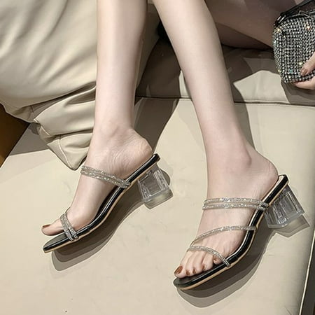 

NECHOLOGY Womens Casual Slip on Shoes Slippers Strappy Women s Rhinestone Casual Slip on Shoes for Women Coffee Color Black 8.5